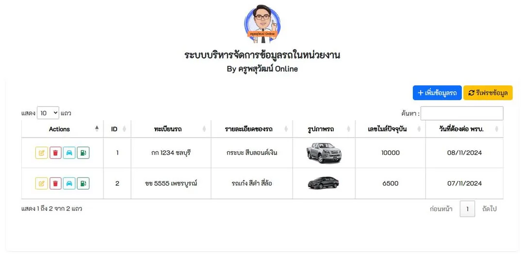 ระบบบริหารจัดการข้อมูลรถในหน่วยงาน